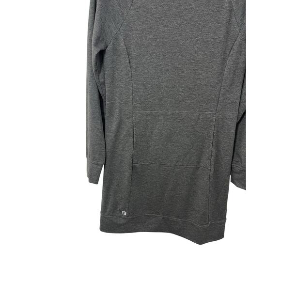 Title Nine Gray French Terry Guthrie Dress Small Mock Neck Kangaroo Pocket Midi - Picture 4 of 11